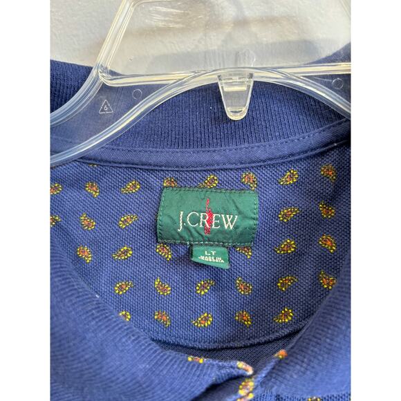 Vintage J.Crew Polo Shirt Mens Size Large Tall Blue Paisley Print - Picture 2 of 4